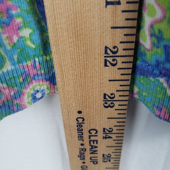 Talbot's Women's Multicolor Geometric Printed Long Sleeve Cardigan Sweater Sz S - Picture 7 of 8